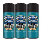 3X Hammerite Satin Black Spray Paint 400ml Spray Paint